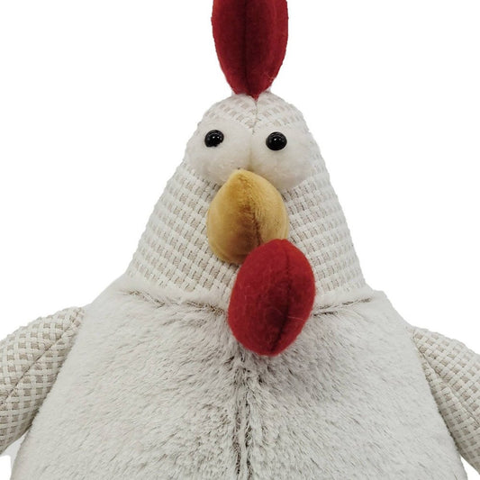 13" White Yellow And Red Fabric Rooster Figurine