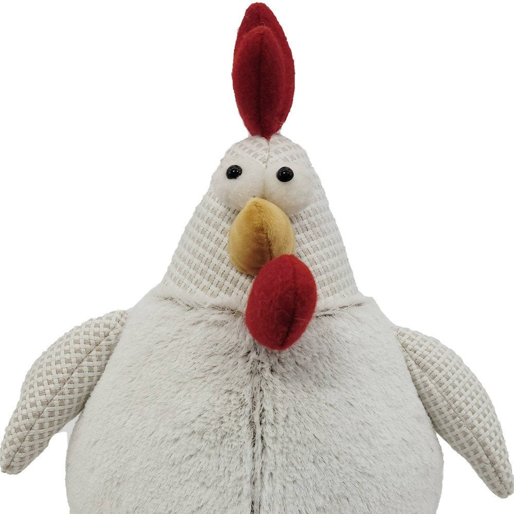 13" Red White And Yellow Fabric Rooster Figurine