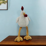 22" White Yellow And Red Fabric Rooster Figurine