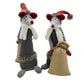 Set of Two Gray Brown And Red Fabric Rodent Christmas Figurine