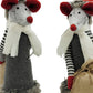Set of Two Gray Brown And Red Fabric Rodent Christmas Santa and Mrs. Claus Figurine