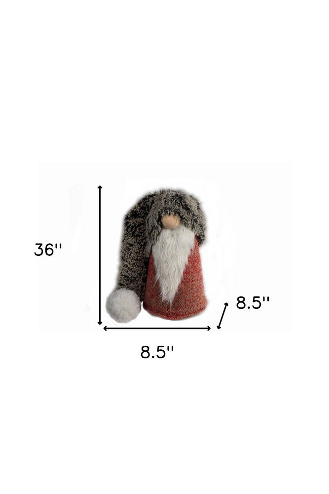 36" Red Gray And White Fabric Christmas Santa Standing Gnome