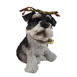 4" Black White And Gold Polyresin Dog Christmas Santa Figurine