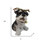 4" Black White And Gold Polyresin Dog Christmas Santa Figurine