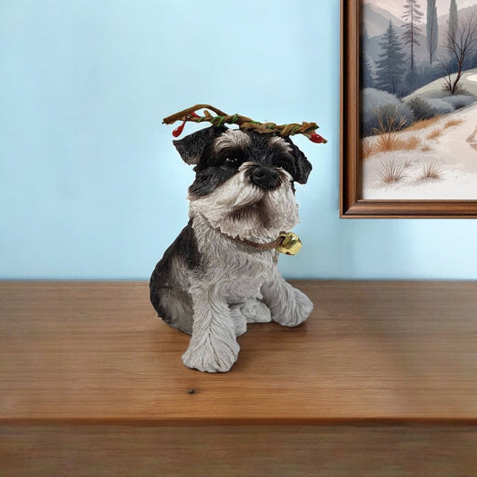 4" Black White And Gold Polyresin Dog Christmas Figurine