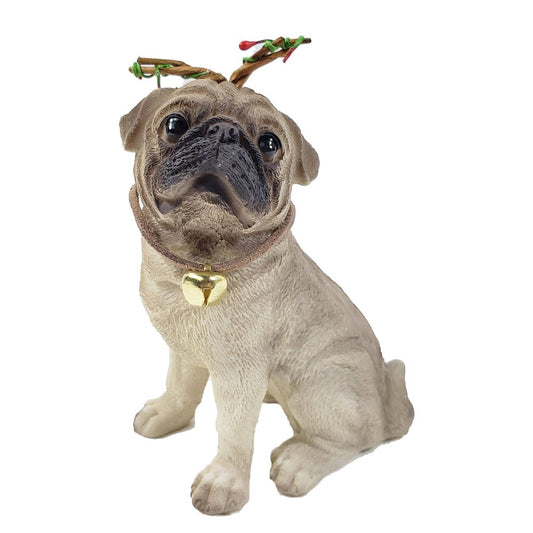 4" Cream Brown And Gold Polyresin Dog Christmas Santa Figurine