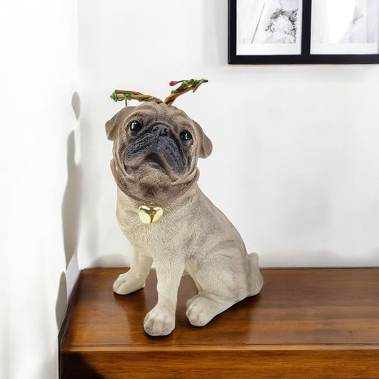 4" Cream Brown And Gold Polyresin Dog Christmas Figurine