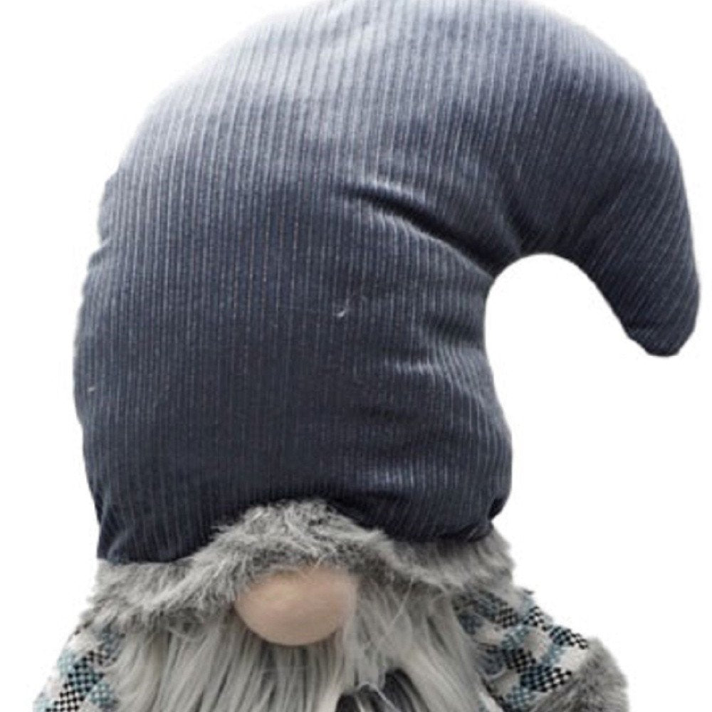 24" Blue White And Gray Fabric Christmas Standing Gnome