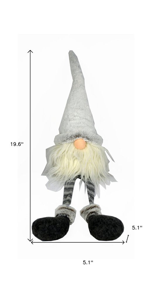 20" White Blue And Black Fabric Christmas Santa and Mrs. Claus Standing Gnome