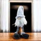 20" White Blue And Black Fabric Christmas Santa and Mrs. Claus Standing Gnome