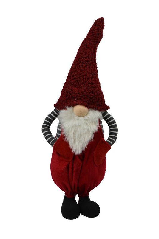 24" White Red And Black Fabric Christmas Santa and Mrs. Claus Standing Gnome