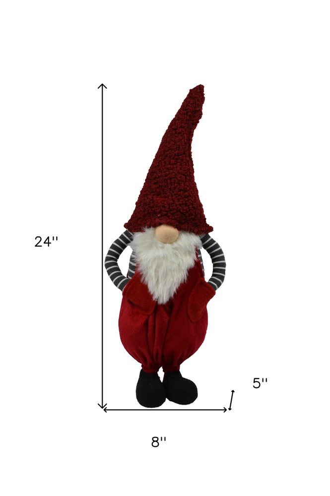 24" White Red And Black Fabric Christmas Santa and Mrs. Claus Standing Gnome
