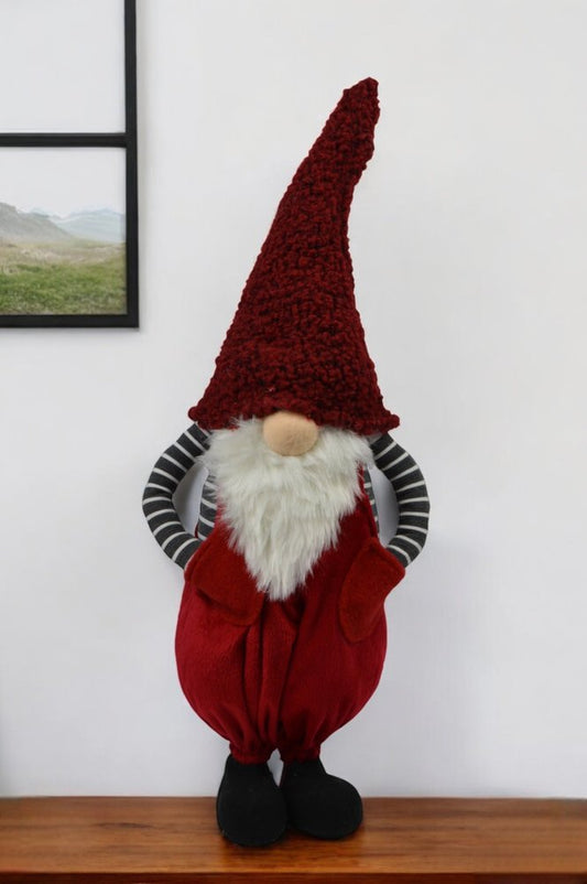 24" White Red And Black Fabric Christmas Santa and Mrs. Claus Standing Gnome