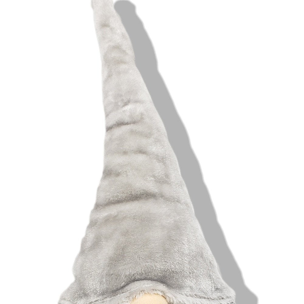 29" Gray And White Fabric Christmas Santa and Mrs. Claus Sitting Gnome