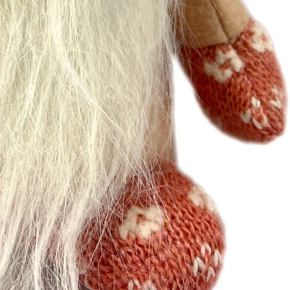 8" Pink White And Cream Fabric Christmas Santa and Mrs. Claus Standing Gnome