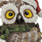 Set of Three Brown White And Red Resin Owl Figurine
