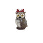 Set of Three Brown White And Red Resin Owl Figurine