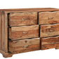 60" Brown Solid Wood Live Edge Six Drawer Double Dresser