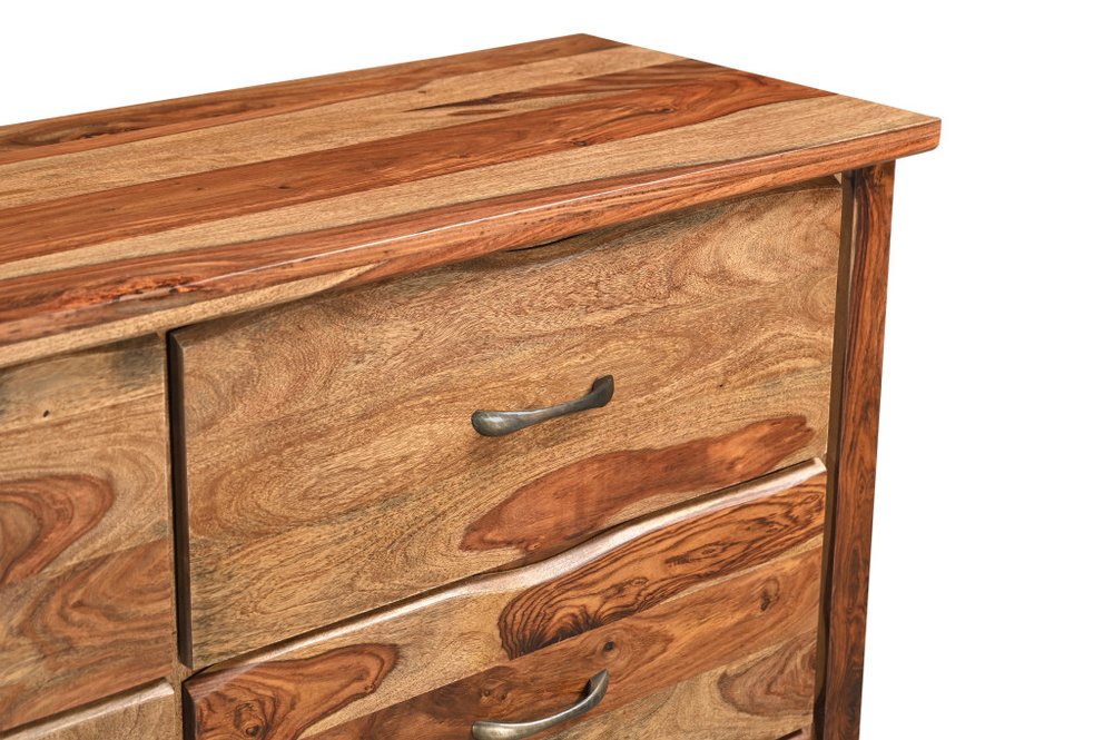 60" Brown Solid Wood Six Drawer Double Dresser
