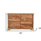 60" Brown Solid Wood Live Edge Six Drawer Double Dresser
