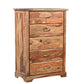 51" Brown Solid Wood Live Edge Five Drawer Standard Chest