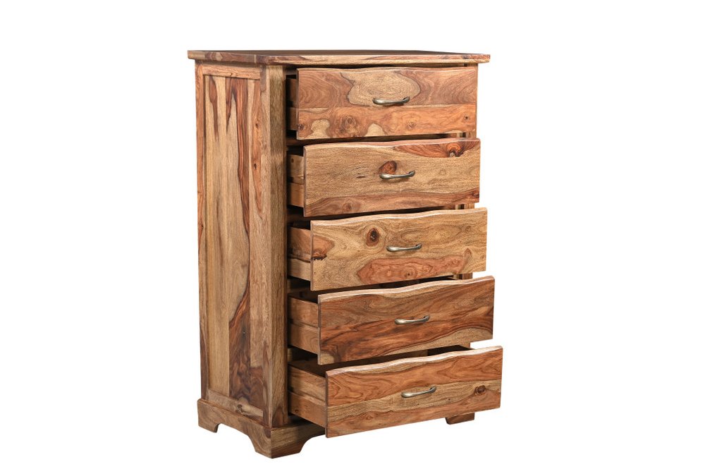 36" Dark Brown Solid Wood Five Drawer Chest