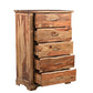 51" Brown Solid Wood Live Edge Five Drawer Standard Chest