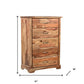 51" Brown Solid Wood Live Edge Five Drawer Standard Chest
