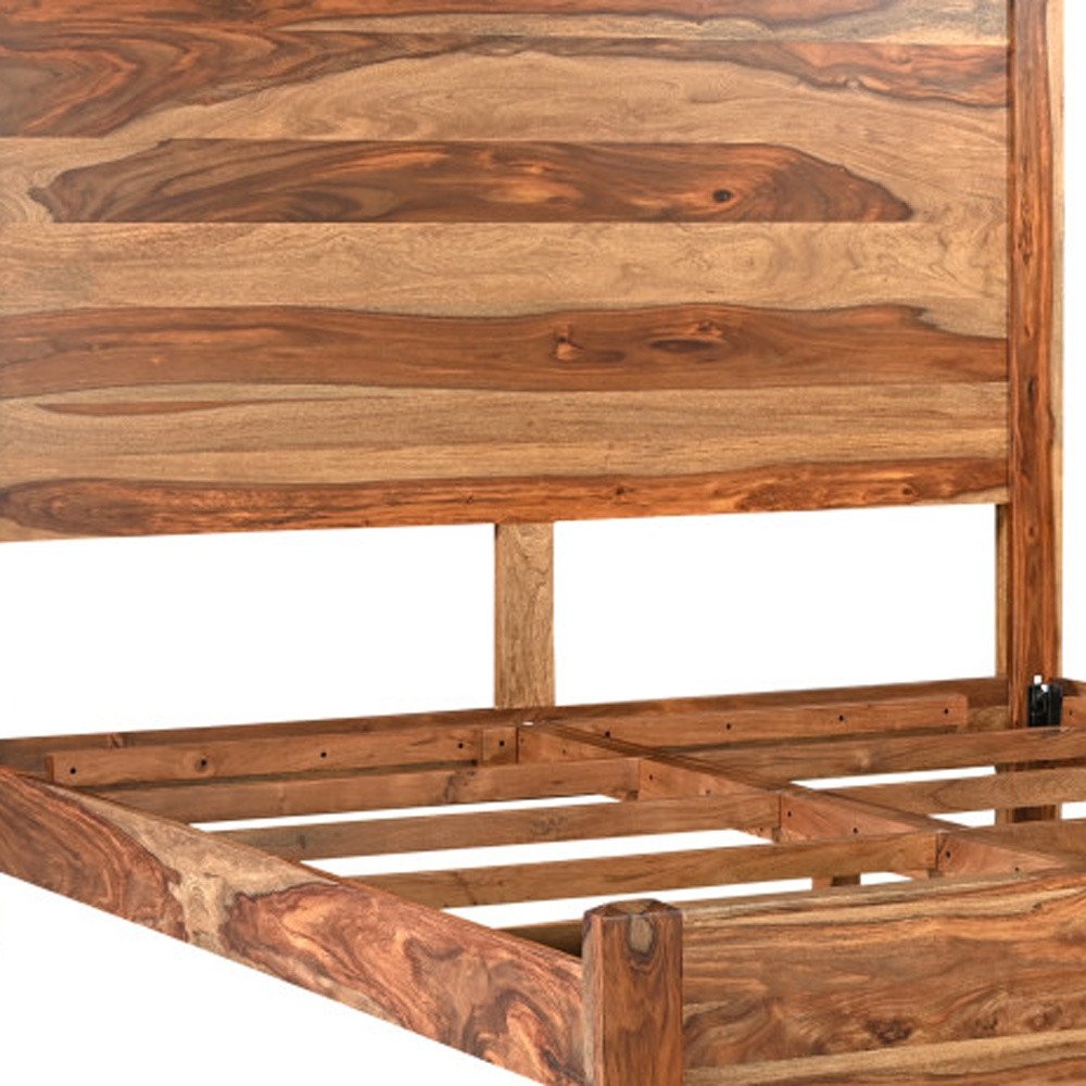 Brown Live Edge Solid Wood King Bed Frame