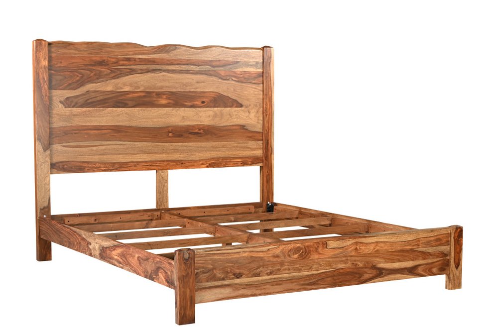 Brown Live Edge Solid Wood King Bed Frame