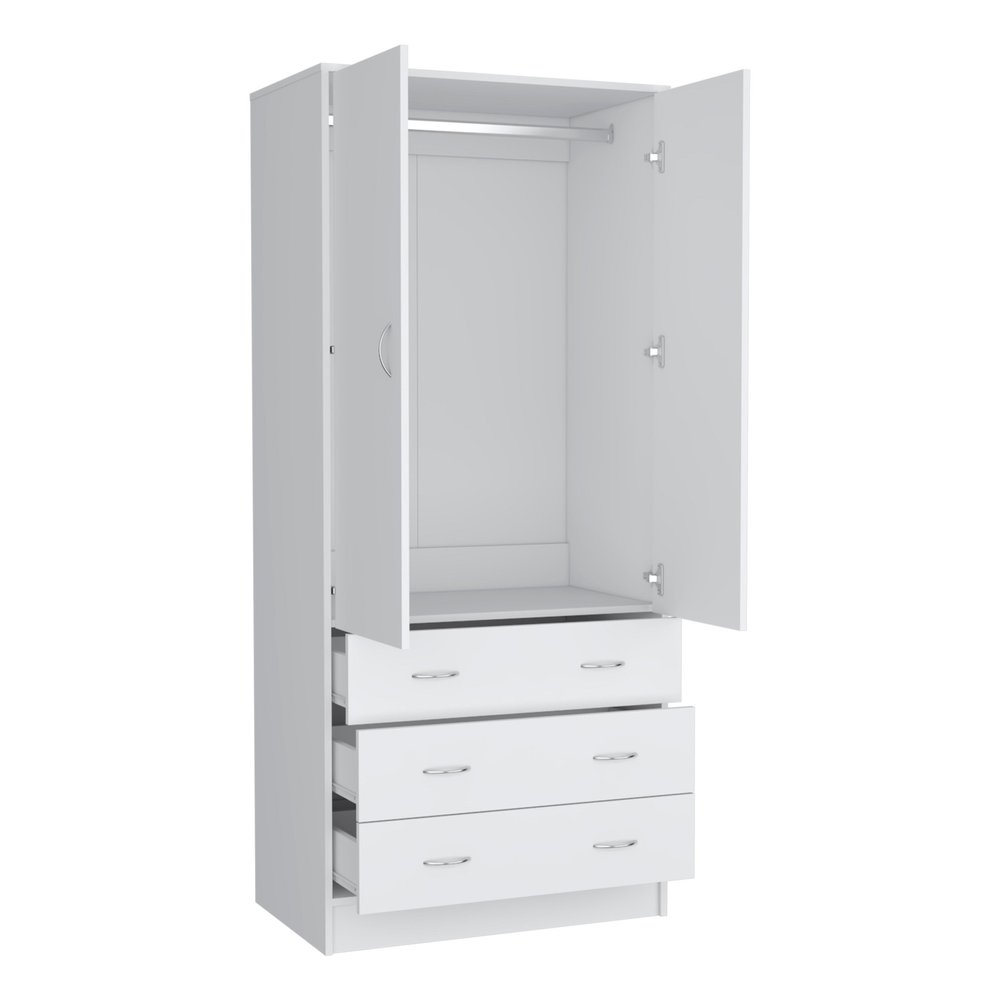 71" White Two Door Three Drawer Combo Dresser