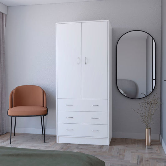 71" White Two Door Three Drawer Combo Dresser