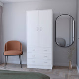 71" White Two Door Three Drawer Combo Dresser