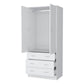 71" White Two Door Three Drawer Combo Dresser