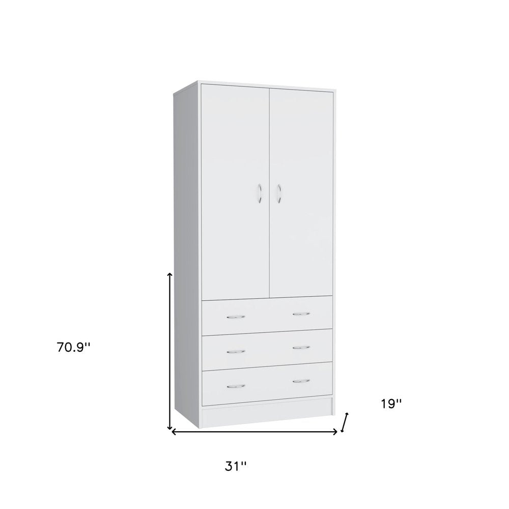 71" White Two Door Three Drawer Combo Dresser