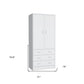 71" White Two Door Three Drawer Combo Dresser