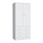 71" White Two Door Three Drawer Combo Dresser
