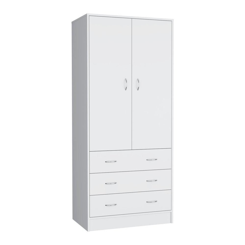 71" White Two Door Three Drawer Combo Dresser