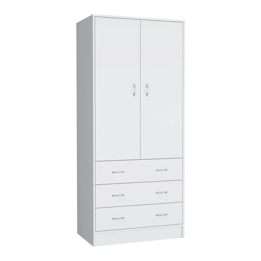 71" White Two Door Three Drawer Combo Dresser