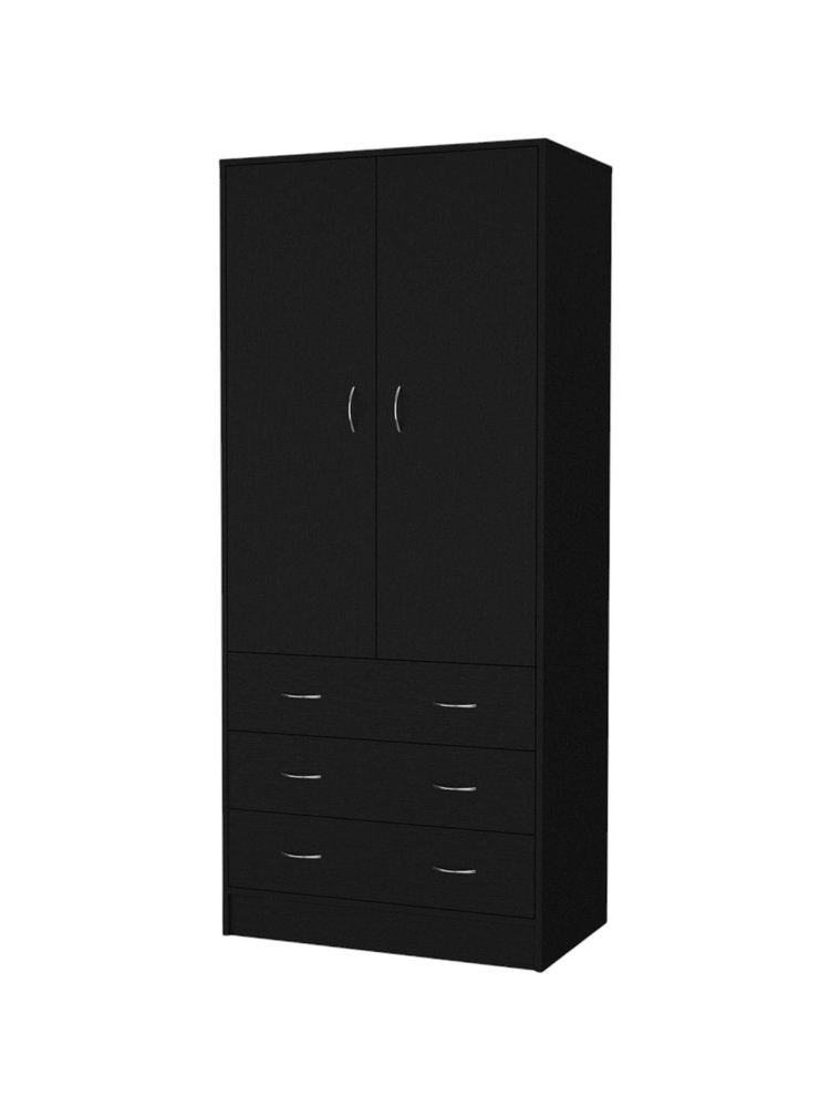 71" Black Two Door Three Drawer Combo Dresser