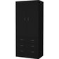 71" Black Two Door Three Drawer Combo Dresser