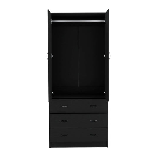 71" Black Two Door Three Drawer Combo Dresser