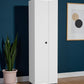 20" White and Black Wood Accent Cabinet With Two Doors
