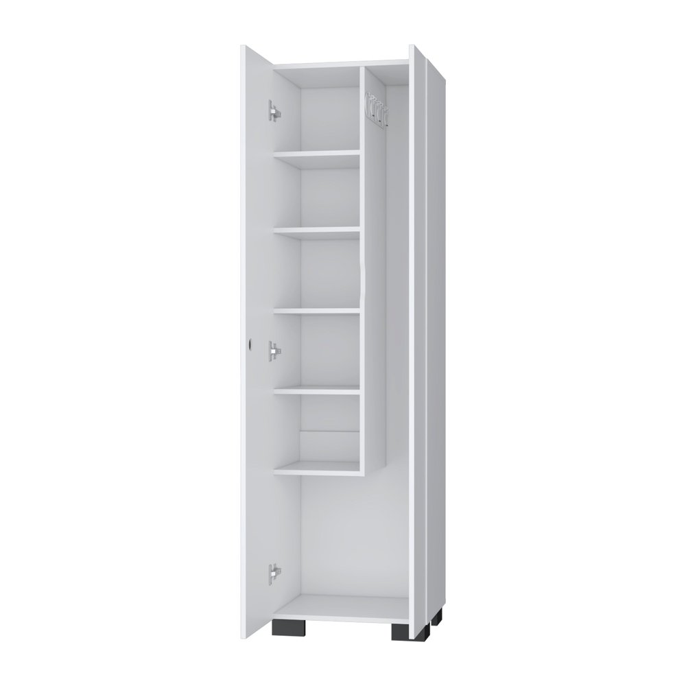 71" White Wood Two Door Utility Cabinet