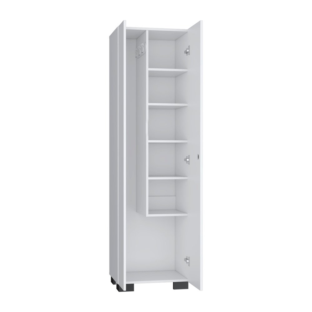 71" White Wood Two Door Utility Cabinet