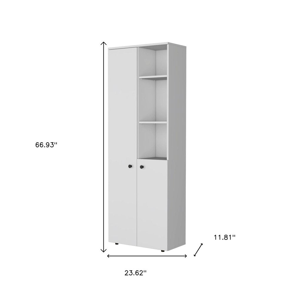 67" White Wood Two Door Pantry Or Storage Closet