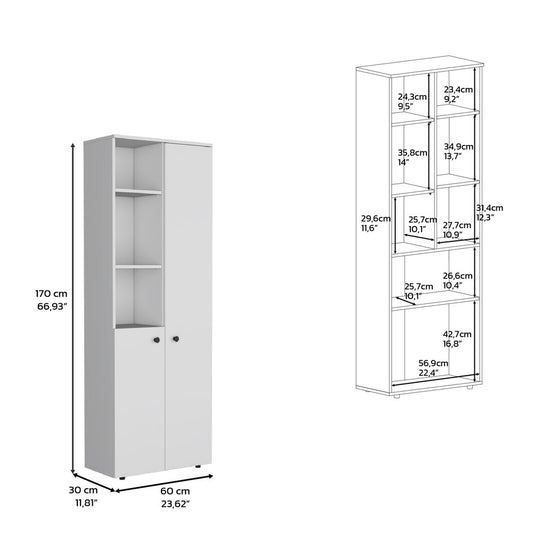67" White Wood Two Door Pantry Or Storage Closet