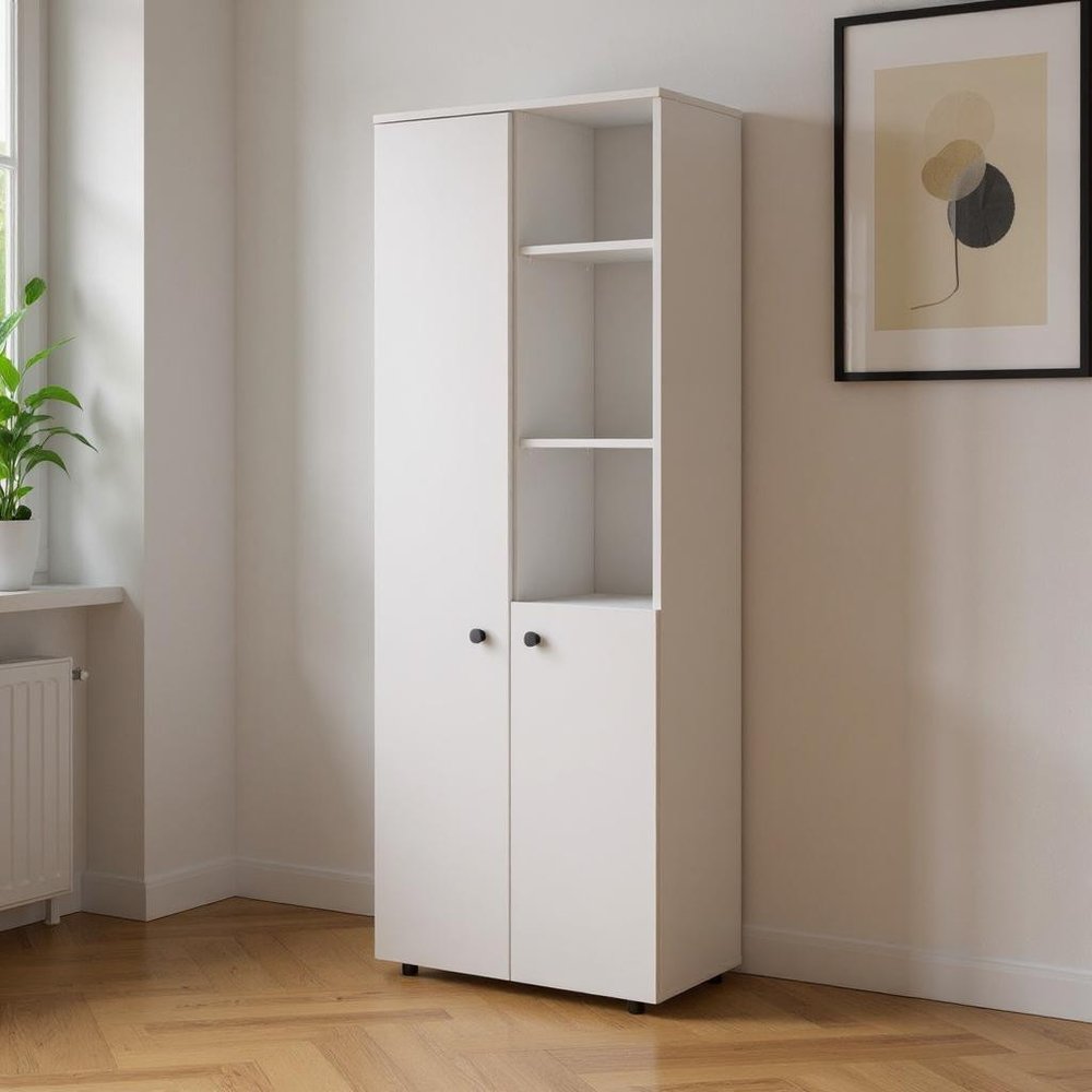 67" White Wood Two Door Pantry Or Storage Closet