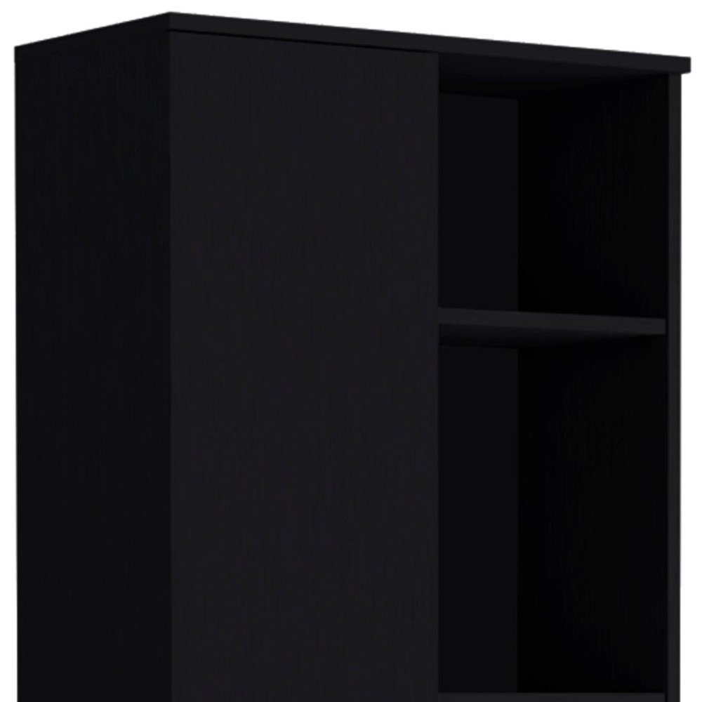 67" Black Wood Two Door Pantry Or Storage Closet