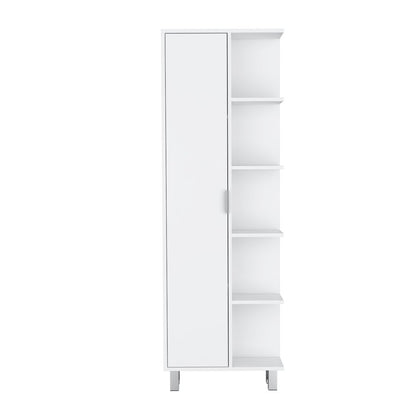 63" White Wood Single Door Pantry Or Storage Closet